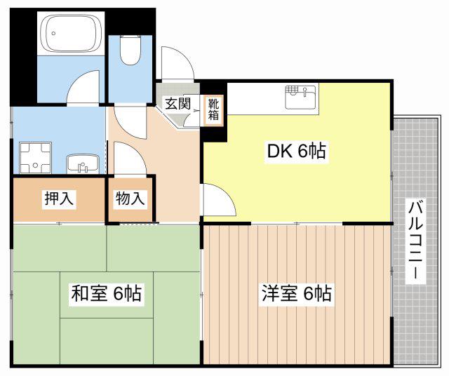Kハイツ南彦根A棟(2DK/2階)の間取り写真