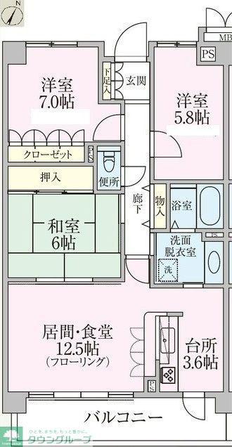 リグランド青葉台(3LDK/4階)の間取り写真