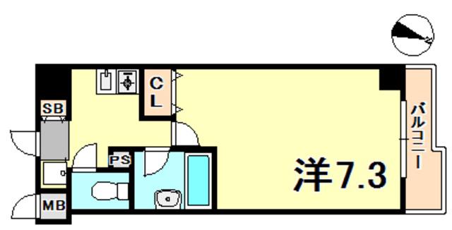 アルパ三宮(1K/8階)の間取り写真