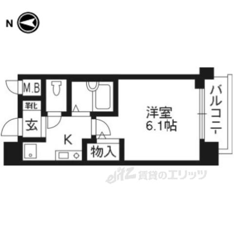 プレサンス京都四条烏丸(1K/3階)の間取り写真