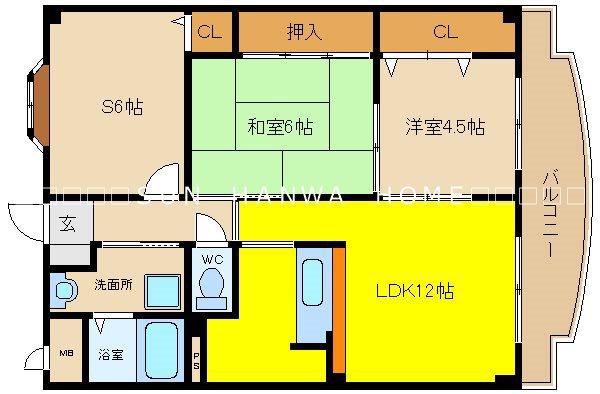 ウエストリバー山本(3LDK/2階)の間取り写真