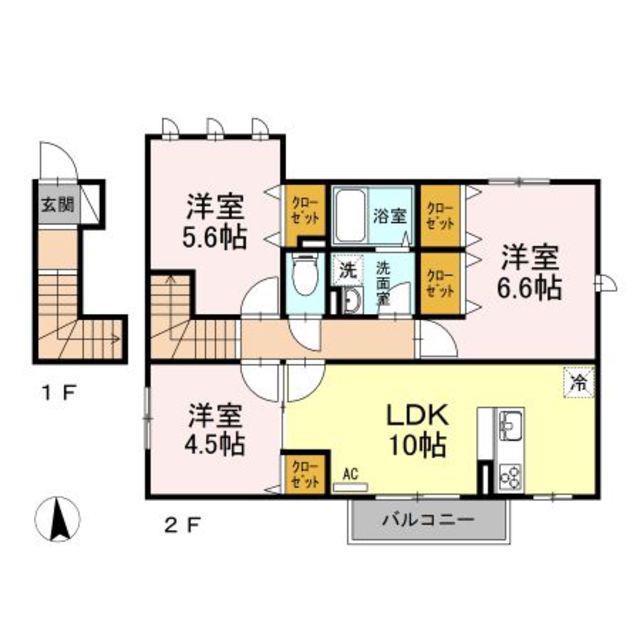 メゾンドレテ(3LDK/2階)の間取り写真