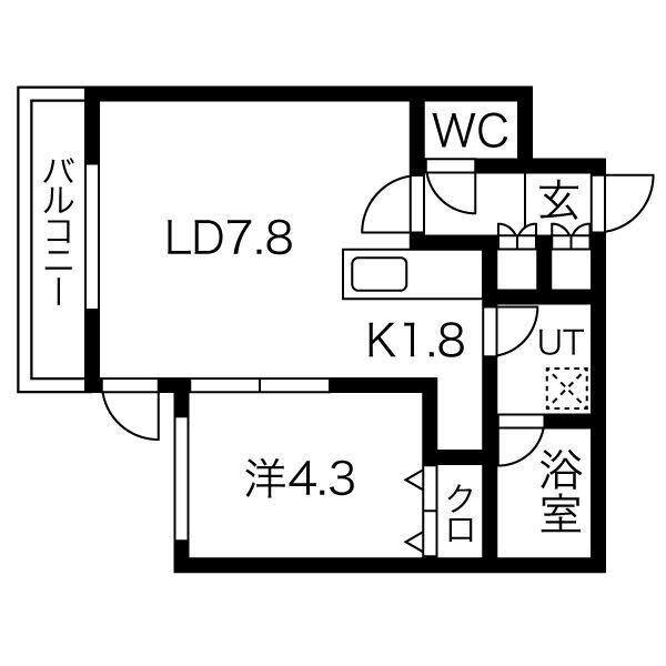 グレイスミル麻生(1LDK/5階)の間取り写真