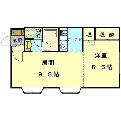 ロイアル麻生東(1LDK/1階)の間取り写真