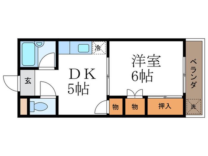 ハピネス中埜(1DK/1階)の間取り写真
