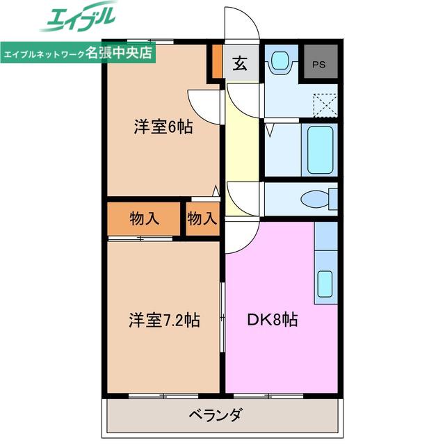 フラット立石A(2DK/2階)の間取り写真