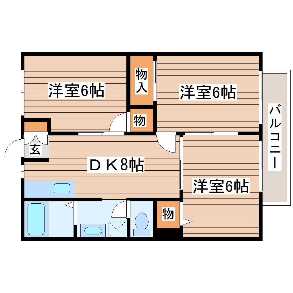 サンシャイン蒲町(3DK/2階)の間取り写真