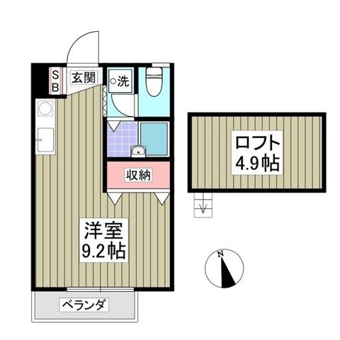 フロンティアIA棟(1K/2階)の間取り写真