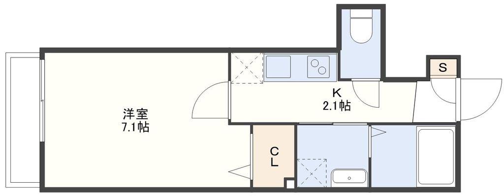 521岡町(1K/2階)の間取り写真