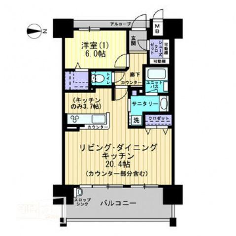 アルファステイツ問屋町II(1LDK/14階)の間取り写真