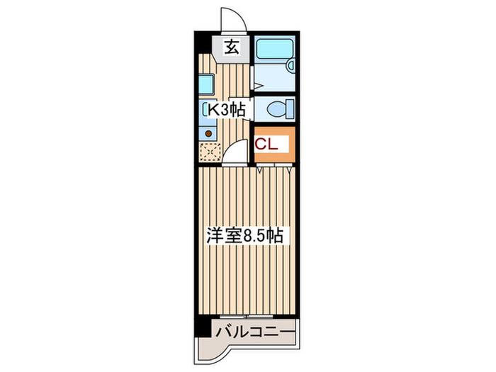 パークサイド(1K/4階)の間取り写真