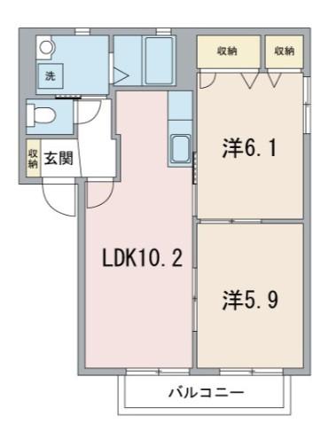 ソレーユII(2LDK/2階)の間取り写真