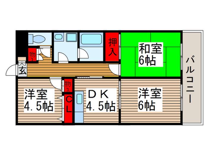 ガーデンヒルズ浦和(3DK/1階)の間取り写真