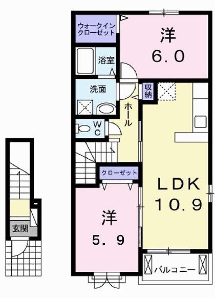 アン シャイン(2LDK/2階)の間取り写真