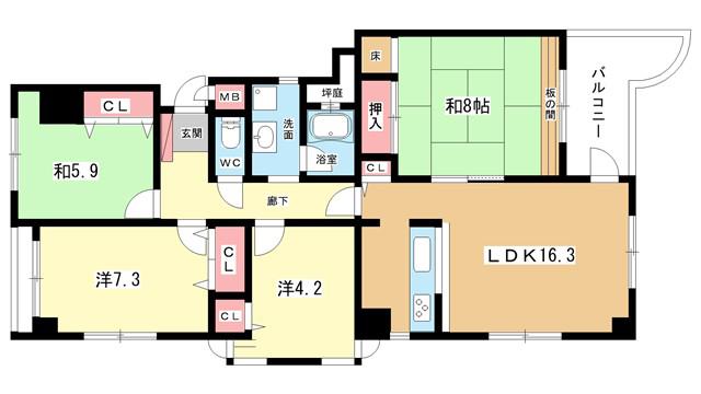 フォルム上野西(4LDK/3階)の間取り写真