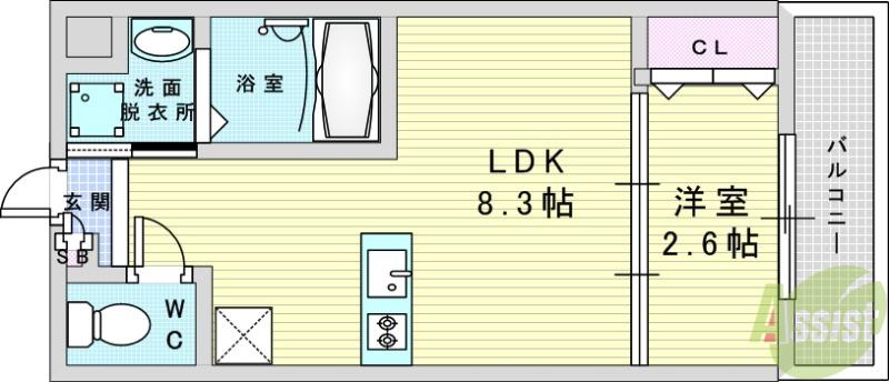 リアコート千里丘Iノース(1LDK/3階)の間取り写真