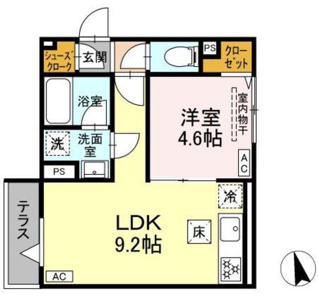 セレスティア羽沢A棟 A棟(1LDK/1階)の間取り写真