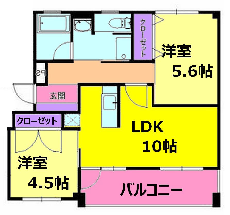 井上マンション(2LDK/5階)の間取り写真