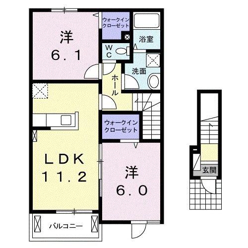 ラッフィナート・B(2LDK/2階)の間取り写真