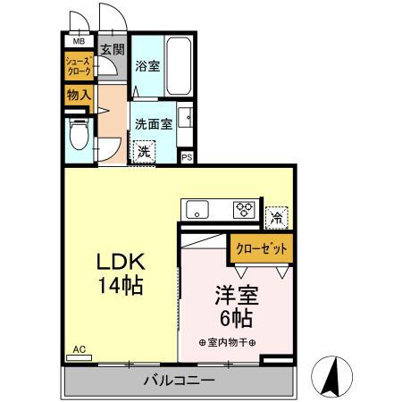 D-ROOM利府(1LDK/1階)の間取り写真