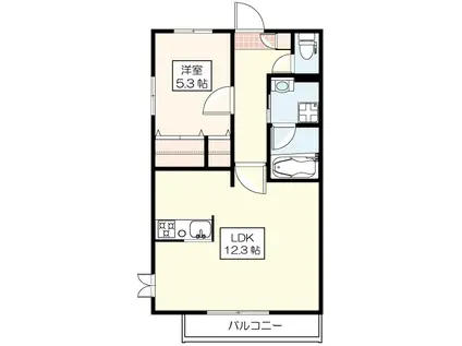 アネシス ヴィーゼ(1LDK/1階)の間取り写真