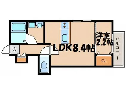 MOVE府中浜田壱番館(1LDK/3階)の間取り写真