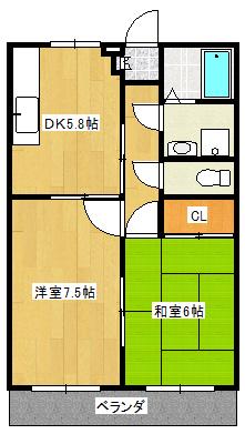 ハイム・シオン(2DK/2階)の間取り写真