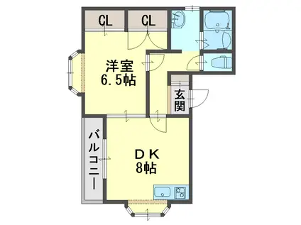 ロワールI(1DK/1階)の間取り写真