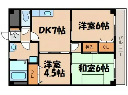 グランステイツ海田(3DK/4階)の間取り写真