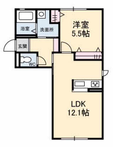 フローラルGREENA棟(1LDK/1階)の間取り写真