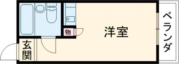 中岡ハイツ(ワンルーム/1階)の間取り写真
