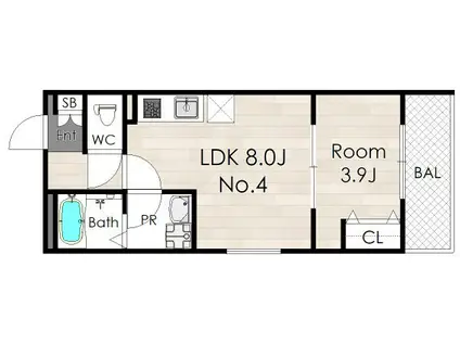 アバンティオエルデ(1LDK/3階)の間取り写真