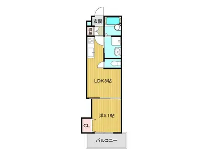 クリエオーレ瓜破東(1LDK/1階)の間取り写真