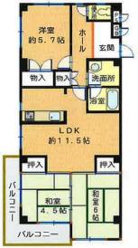 セントラル向陽台(3LDK/3階)の間取り写真