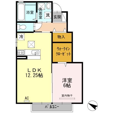 レスパッス・ゼン(1LDK/1階)の間取り写真