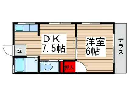 コーポおおかわら(1DK/1階)の間取り写真