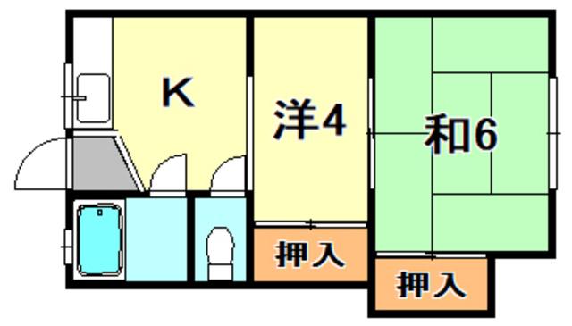 中山ハイツ(2K/2階)の間取り写真