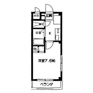 アズールK(1K/2階)の間取り写真