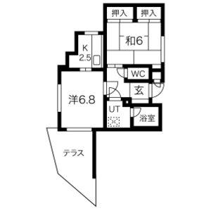 ラウムズ虹ヶ丘(2K/2階)の間取り写真