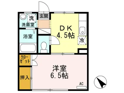 パピヨンS(1DK/1階)の間取り写真