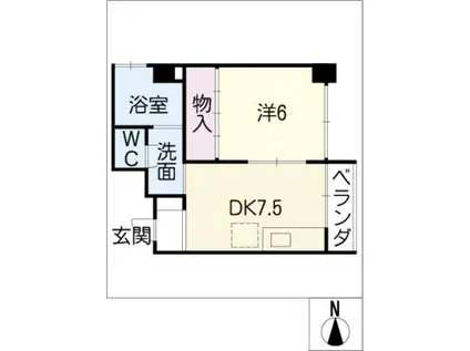 前津ビル(1DK/4階)の間取り写真