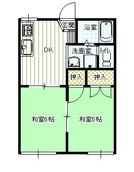 ロジュマン芦原(2DK/1階)の間取り写真