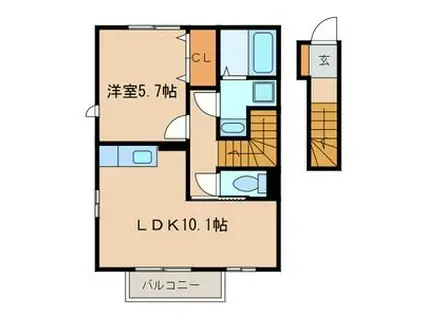 タートルベイ(1LDK/2階)の間取り写真