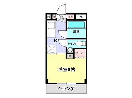 かしの木ハイム(1K/2階)の間取り写真
