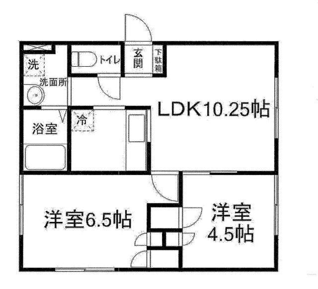 アメニティ寺前 B棟(2LDK/1階)の間取り写真