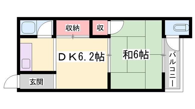 植木野ハウス A棟(1LDK/1階)の間取り写真