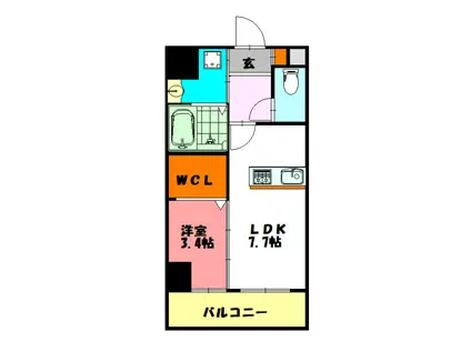 モレス・ヴィラ明石(1LDK/7階)の間取り写真