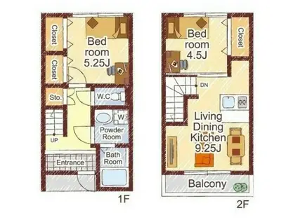 サニーガーデン MEER(2LDK/1階)の間取り写真