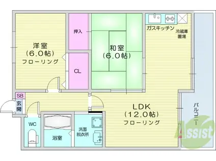 ロワジールK(2LDK/3階)の間取り写真