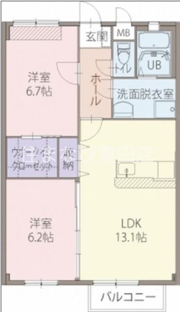 PRECIAUS ONE 弐番館(2LDK/1階)の間取り写真